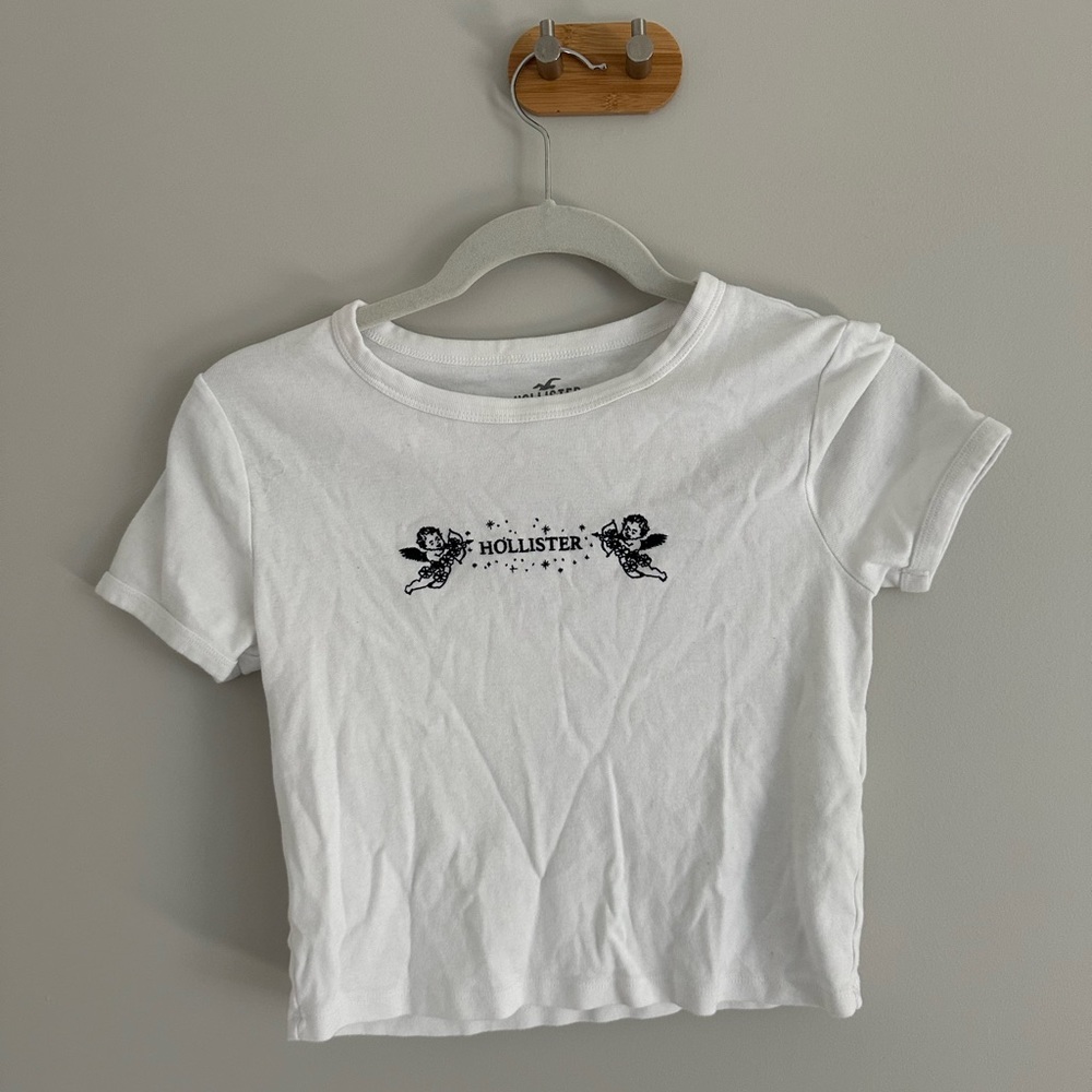 White hollister baby tee size small